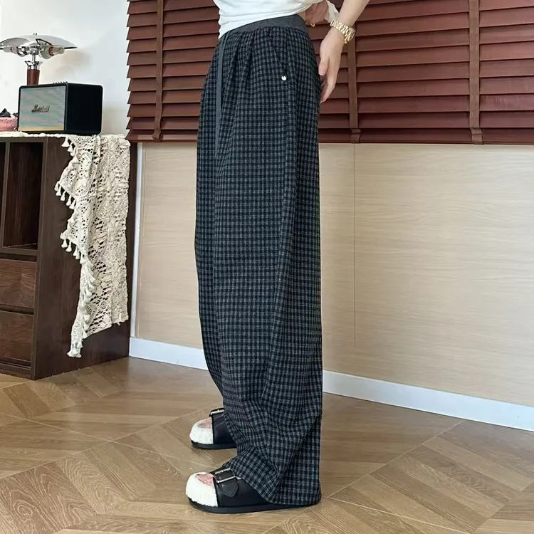 秋季格子卫裤直筒宽松百搭休闲裤5-9-10