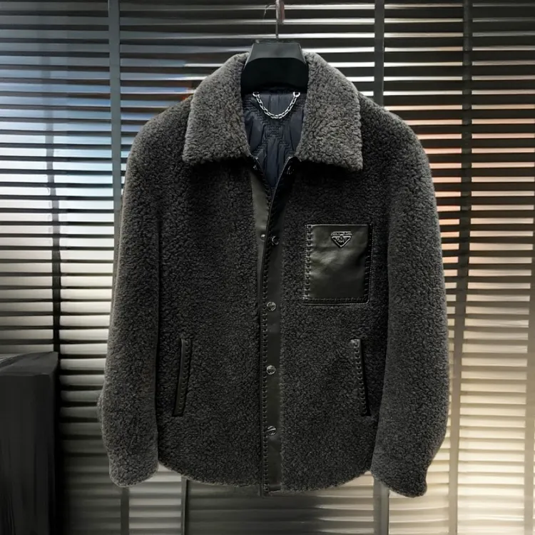 2025秋冬首发男士轻奢欧货百分百绵羊毛配皮外套25086