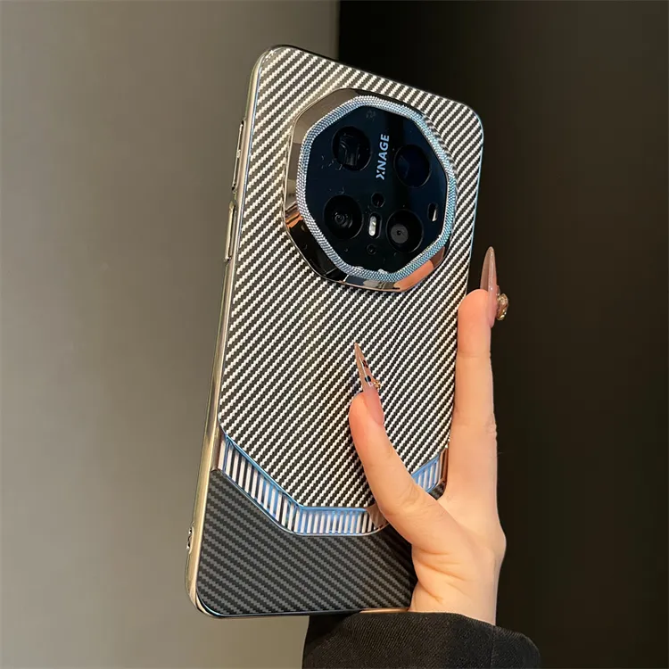 适用华为mate70RS非凡大师手机壳电镀拼接碳纤维纹理mate6070男女