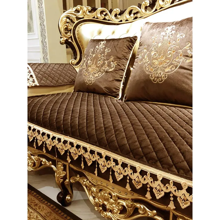 欧式沙发靠垫秋冬长毛绒加厚高端奢华四季防滑通用美式真皮靠垫套