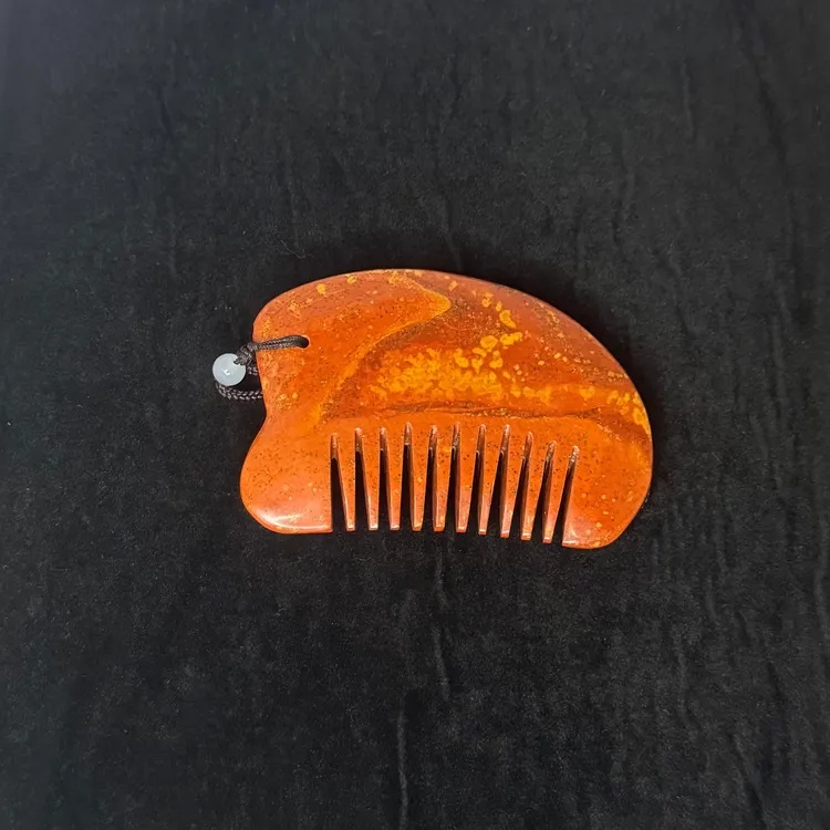 【小艾砭石】泗水砭石梳子头部头疗按摩梳 头皮经络梳 刮痧板正品