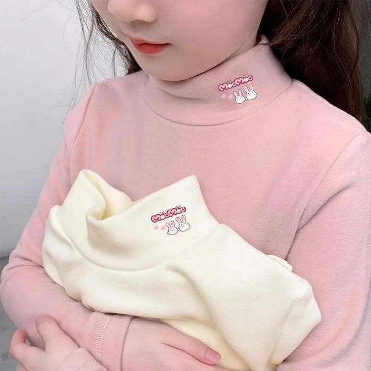 儿童德绒保暖打底衫秋冬2025新款加绒半高领长袖T恤女童内搭上衣