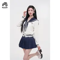 毛妮LADIESFIRST【学院萌系】海军领绑带撞色上衣早秋学院风L2266