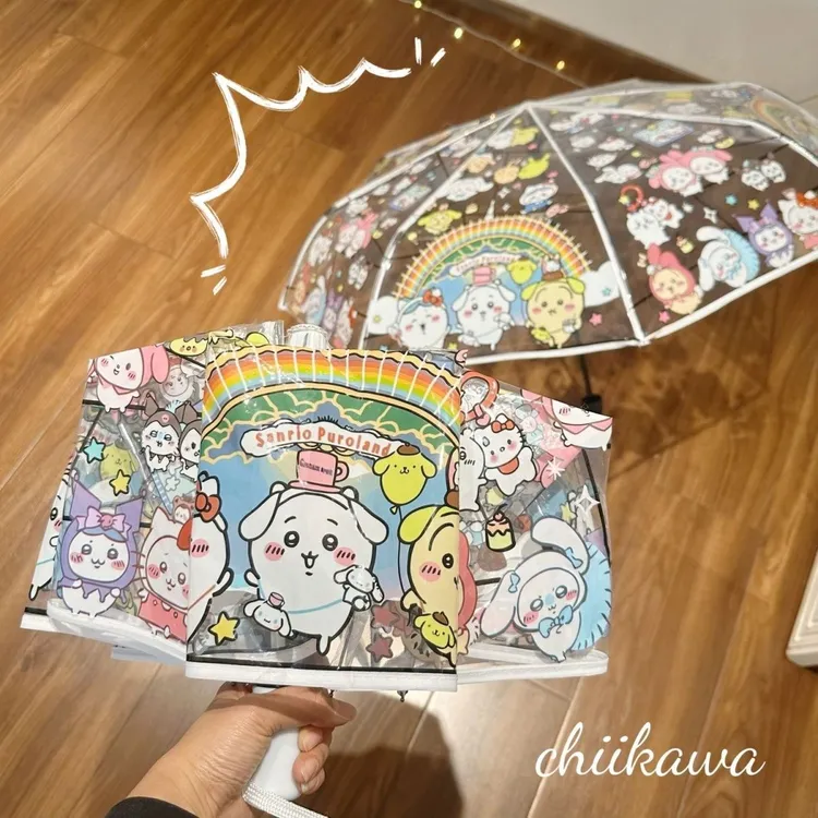 【进账】吉伊卡哇透明雨伞蜡笔小新折叠卡通KT猫透明雨伞个人用品