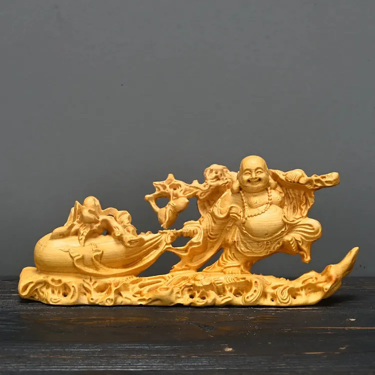 崖柏 拉布袋弥勒（14×4×6）cm