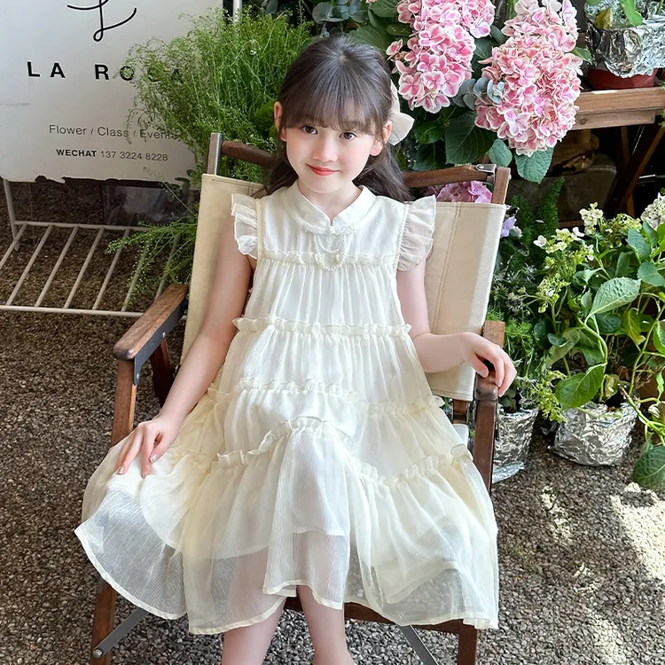 儿童短袖连衣裙女童洋气裙子大童装雪纺公主裙女孩2025夏装新款