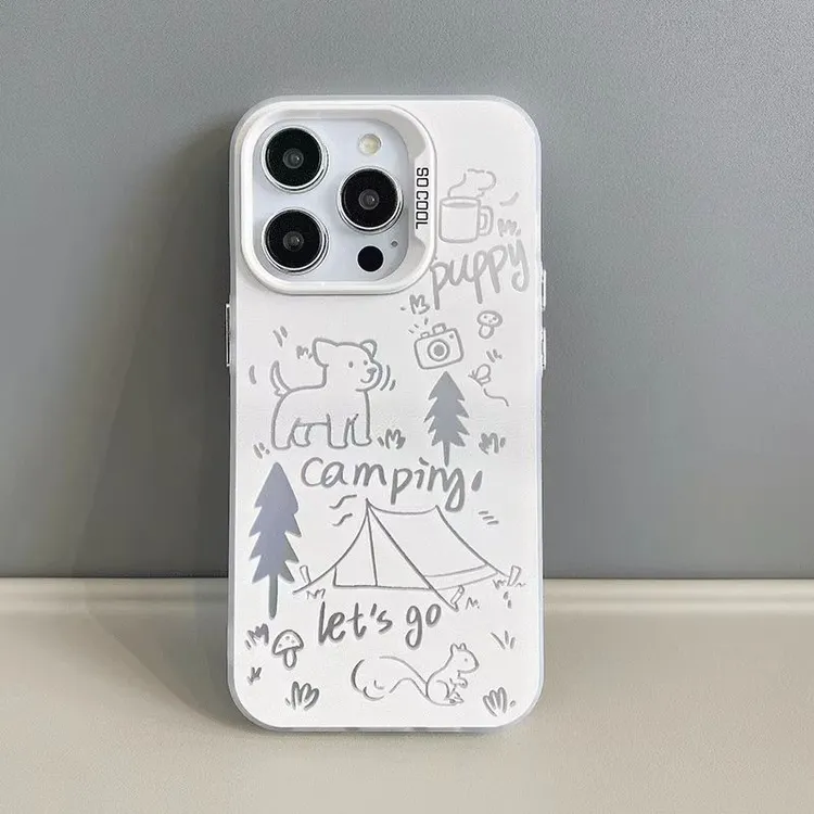 线条小狗适用苹果17华为p80小米17vivo荣耀oppo一加手机防摔壳