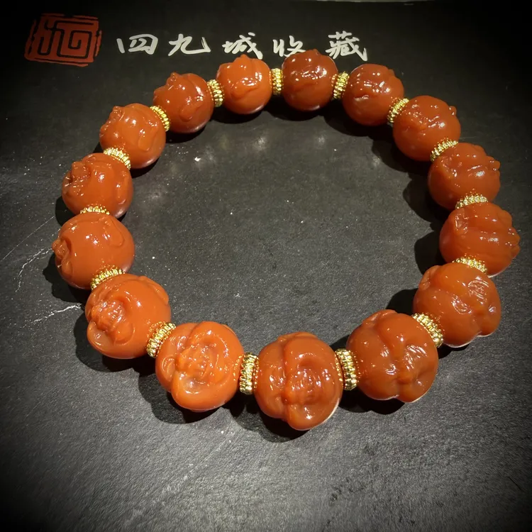 四九城收藏--甘南玛瑙13+弥勒手串男女款9000008商品图