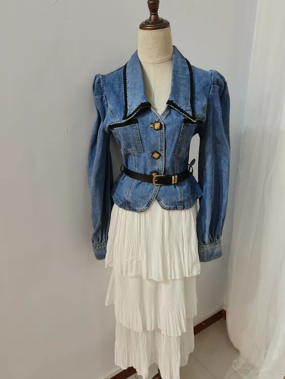 重工钉珠网纱半身裙不规则百褶裙中长款高腰显瘦A字大摆蕾丝裙