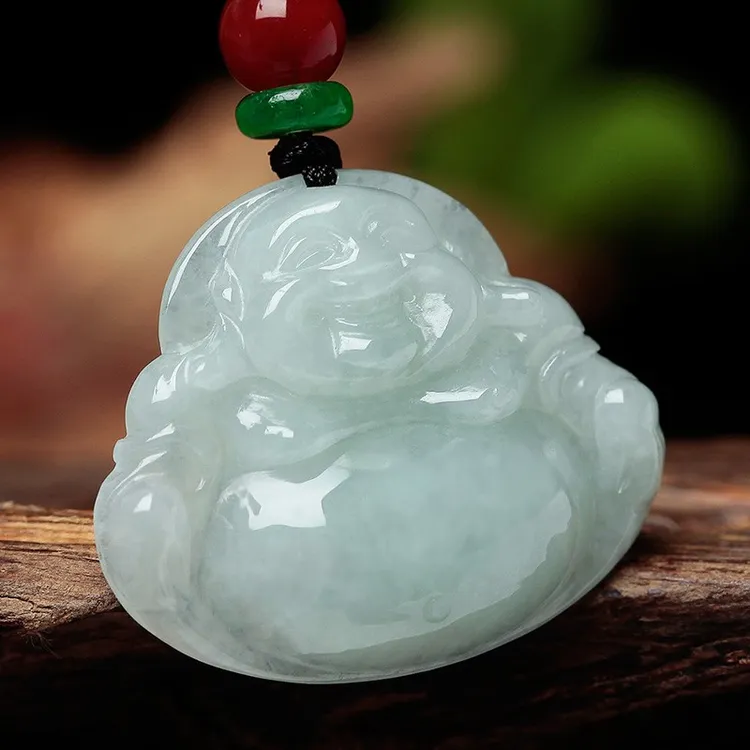 翡翠吊坠弥勒佛玉坠A货笑口常开弥勒佛玉石吊坠送女友精致佛玉佩
