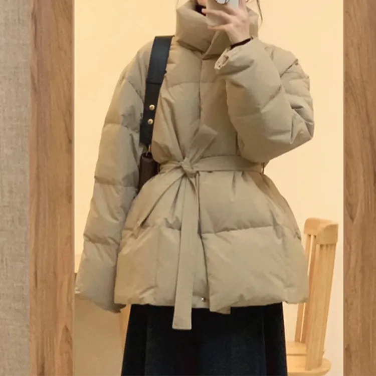 卡其色收腰棉服女设计感年冬季短款显瘦棉服外套时尚洋气潮