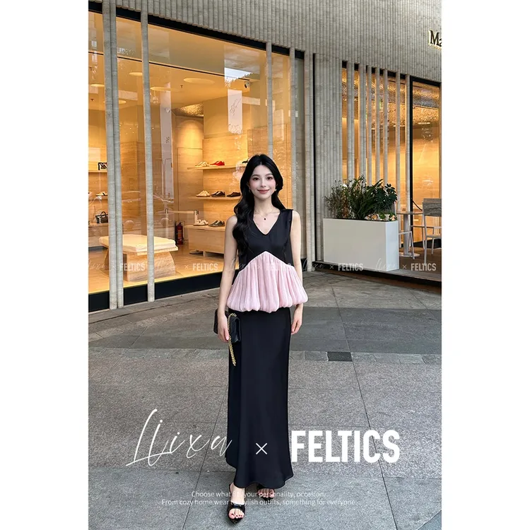 【有运费险】法式气质设计感小众无袖上衣半身裙两件套