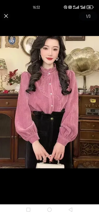 运补6-8【港万】法式复古不规则木耳边设计感加厚衬衫