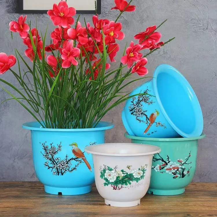 【送托盘】国风花盆清仓加厚花盆捡漏中国风山水花盆盆景果树大号