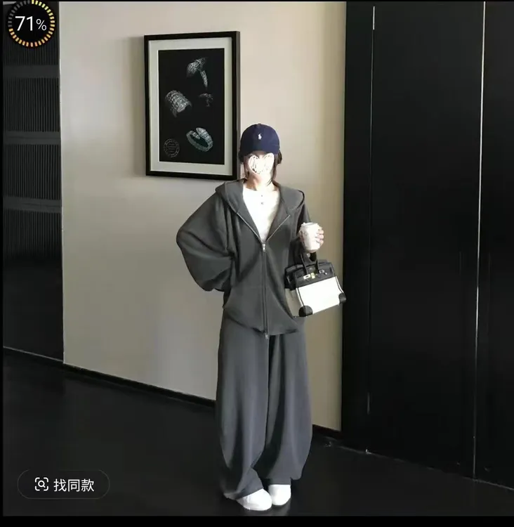 韩系休闲卫衣运动套装女早秋季2025新款小个子超火减龄一整套9933