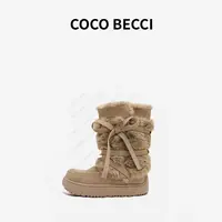 COCO BECCI 25秋冬新款甜美蝴蝶结百搭氛围感雪地靴