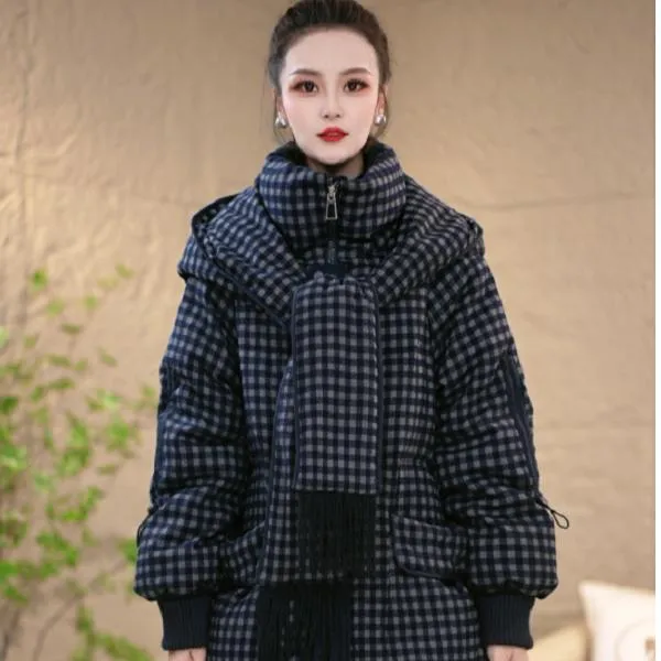 冬季围巾连帽通勤百搭经典时尚保暖白鸭绒羽绒服M-XL