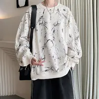 大码圆领卫衣男2025春秋季新款潮流印花休闲长袖宽松青少年打底衫