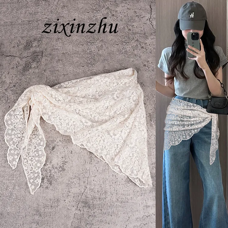 宽腰封女三角巾蕾丝屁帘腰带配饰束腰装饰裙子牛仔裤波西米亚丝巾