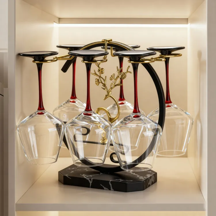 轻奢高档红酒杯架子倒悬挂高脚杯架柜装饰品高级感掉杯架家用摆件