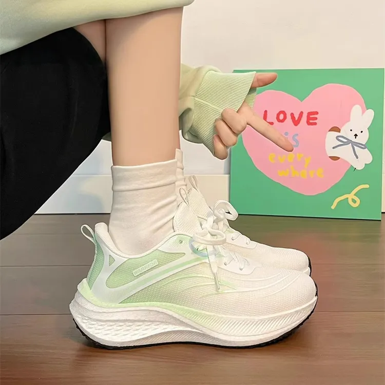 回力青柠绿专业跑鞋爆米花底超轻透气网面鞋减震弹力学生运动鞋子