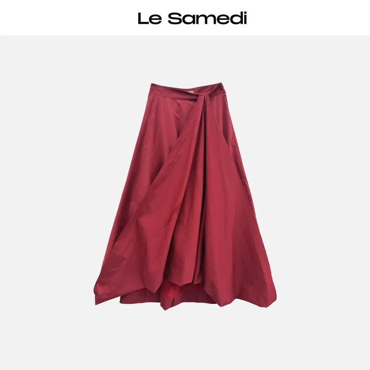 Le Samedi【烈焰叛逃】反叛浪漫感自由热烈 不规则垂坠立体花苞伞裙
