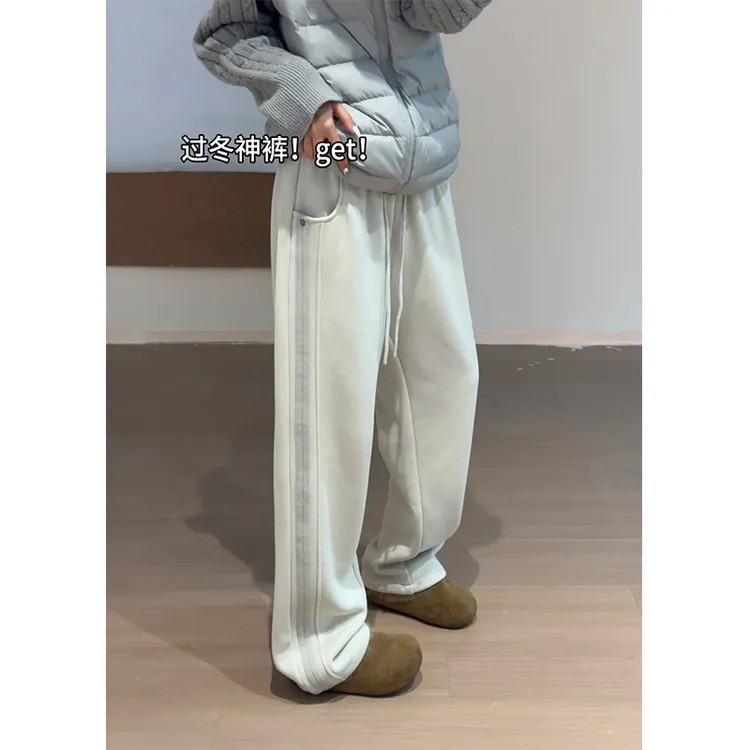 男士加绒裤子秋冬直筒休闲卫裤男裤卫裤百搭裤子男款秋冬款休闲裤