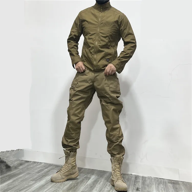 春秋男户外休闲登山防刮耐磨战术立领夹克套装工装束脚裤修身帅气