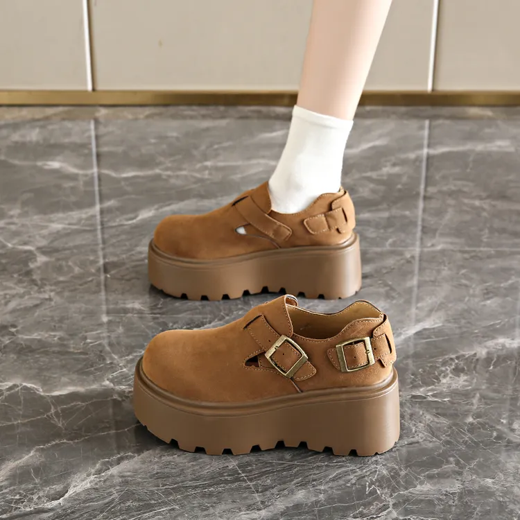 厚底增高勃肯鞋子女2025春季新款复古博肯单鞋小码34乐福鞋大码41