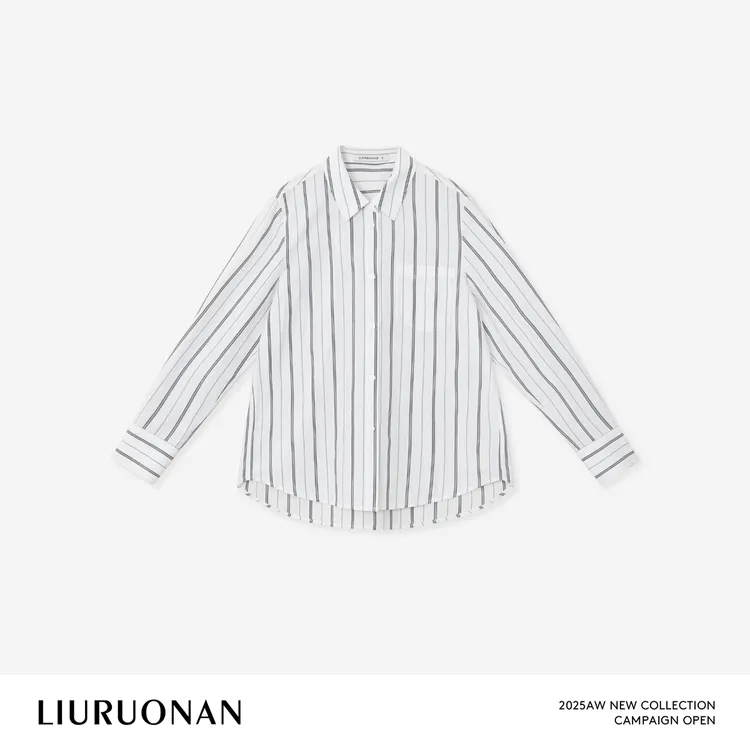 LIURUONAN 25WIN【亚麻棉条纹衬衫】通勤翻领长袖衬衣秋冬