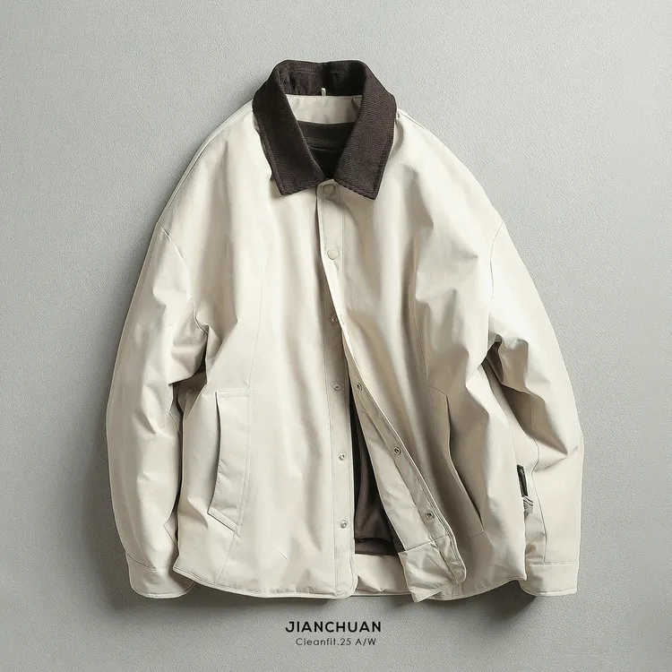 【见川】冬季灯芯绒翻领设计廓形羽绒服 男