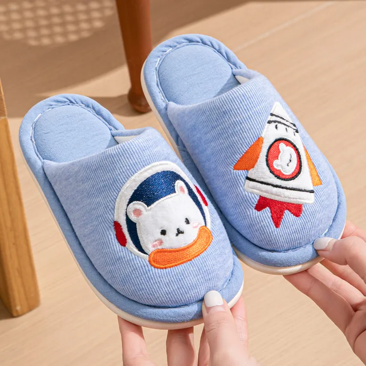 儿童拖鞋春秋季男童女童居家用室内中大童卡通小孩宝宝布拖鞋包头