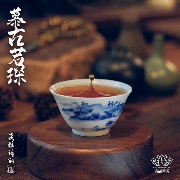 潮州传统工夫茶手绘品茗杯釉下彩功夫茶杯手工制作若琛杯品茶杯