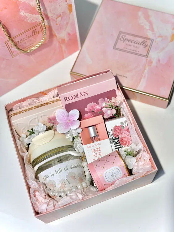 ins极简风大理石粉伴手礼盒/宾客礼/生日礼/年会礼