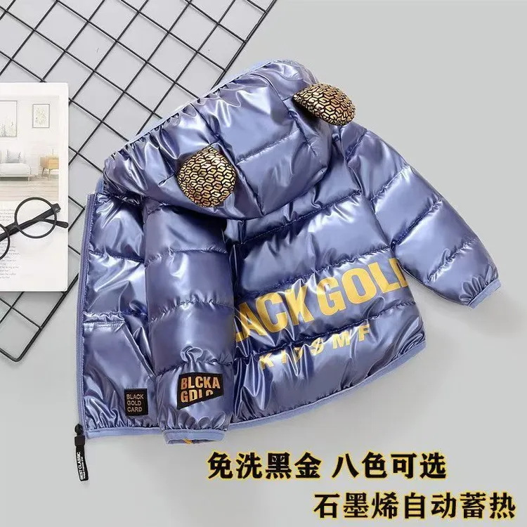 新款三防免洗黑金儿童棉服男女童冬季加厚棉衣中小童宝宝保暖棉袄