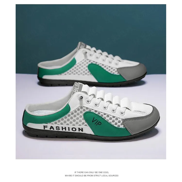 2025潮爆男鞋新款透气百搭休闲包头半拖鞋男士夏季开车外穿网面凉