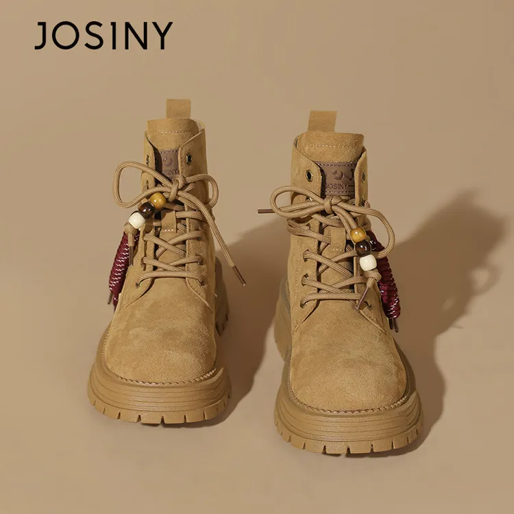 卓诗尼厚底马丁靴女款2025新款大黄靴冬季英伦风早秋黄色短靴复古