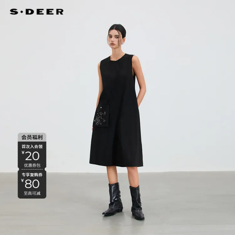 S·DEER圣迪奥秋季简约显瘦气质轻奢时尚无袖百搭连体裤S253Z1001