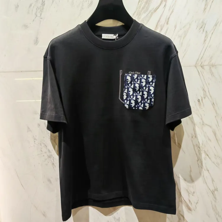 C.Dioc经典老花口袋男士宽松T恤黑色时尚百搭