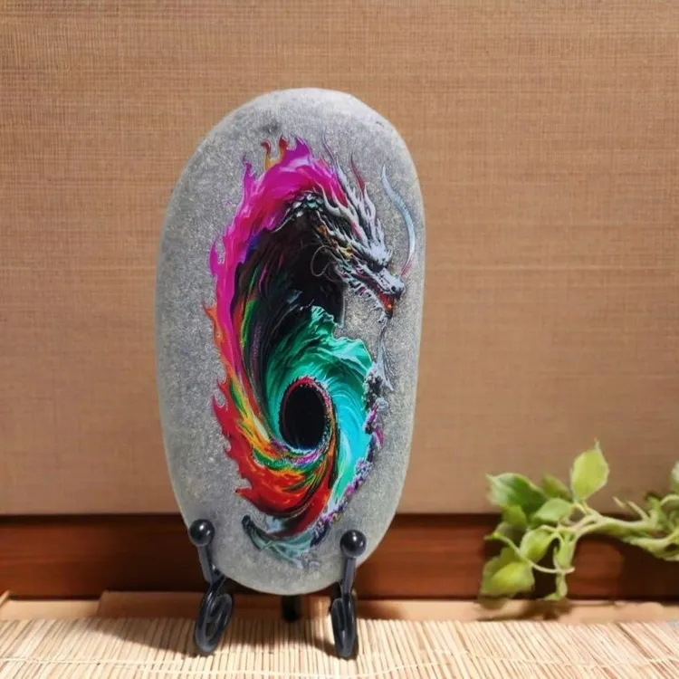 青龙石头画生肖尊精品财富好运玄关摆件创意摆饰小物件现代入门
