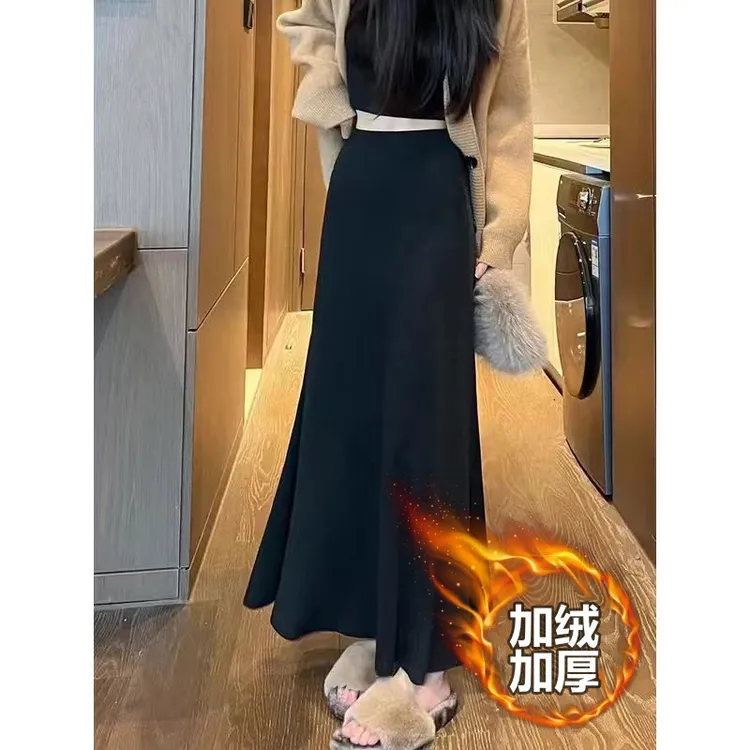 加绒加厚】【空气棉+两个裙长】鱼尾半身裙女秋冬新款高腰显瘦a字裙