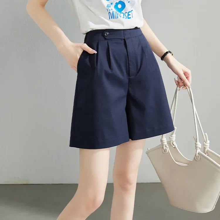 高腰时尚微弹力休闲裤短裤女2025夏季薄款宽松透气百搭五分裤子潮