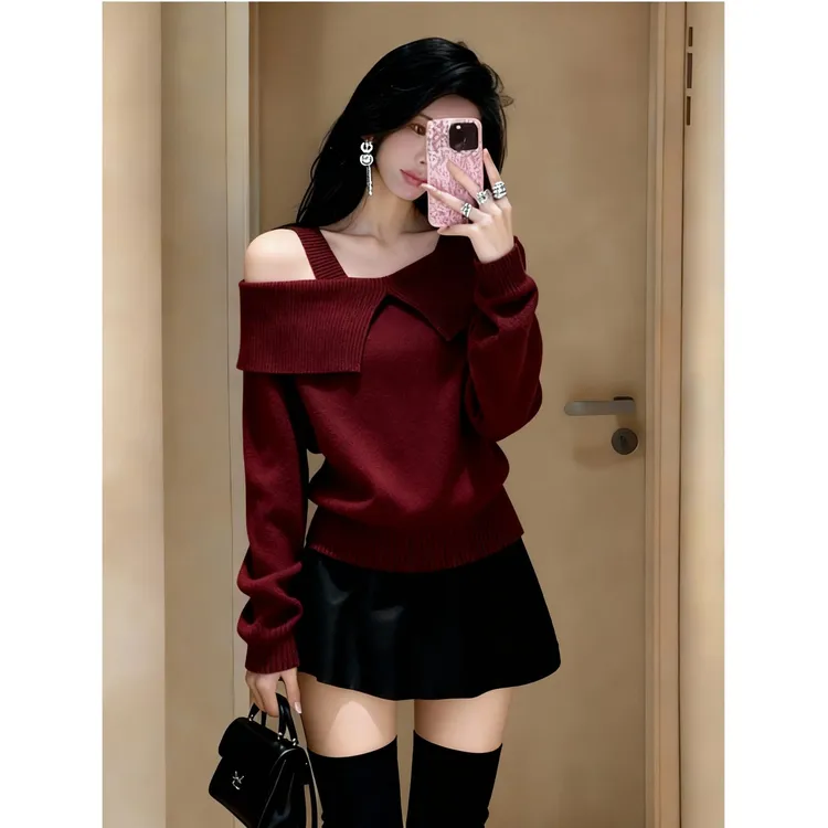 2025冬季新款女潮流网红时尚气质显瘦小众绝美长袖毛衣针织衫爆款