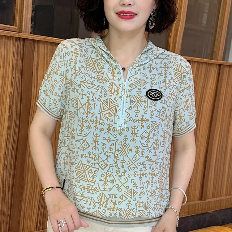 夏季新款休闲风减龄优雅轻奢时尚百搭气质宽松洋气妈妈装 Y9833-3