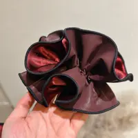 韩系复古PU皮质大肠发圈高级感丸子头高弹力扎发头绳简约头饰