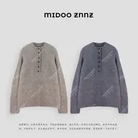 MIDOO ZNNZ 羊毛混纺高领6粒扣套头纯色针织衫26623M