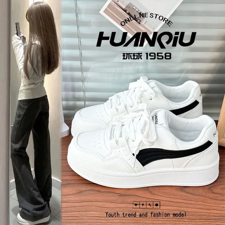 环球vibe风鞋子颜控小白鞋女2025秋季新款轻便软底厚底休闲鞋板鞋