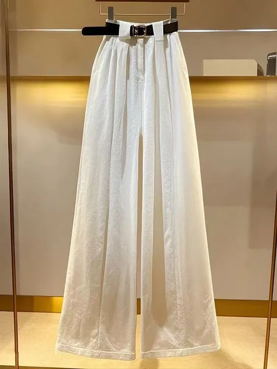 SS1250白色阔腿裤2025今年流行爆款高级感气质高腰显瘦休闲长裤