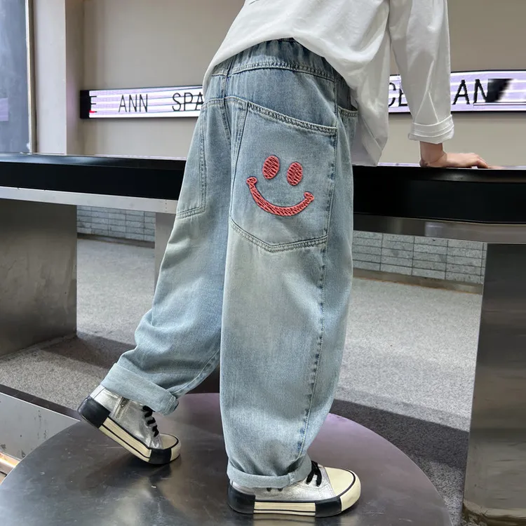 男童牛仔裤春秋款2025新款中大儿童春装裤子直筒宽松男孩春季