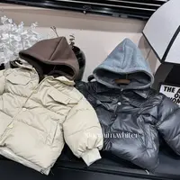 现货〃韩版男童连帽拼接棉服外套儿童2024秋冬款时尚洋气童装D109